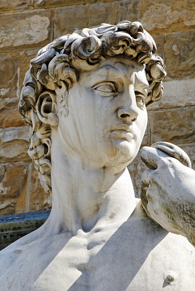 Detail of the Renaissance statue of David by Michelangelo Buonarroti, Florence, UNESCO World Heritage Site, Tuscany, Italy, Europe