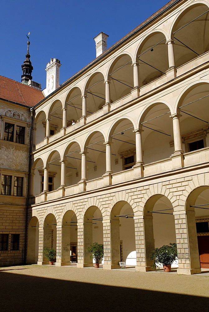 Litomysl Renaissance Castle, UNESCO World Heritage Site, inner courtyard, Litomysl, Eastern Bohemia, Czech Republic, Czechia, Europe