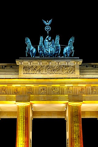 Brandenburger Gate with Quadriga at night Berlin Germany