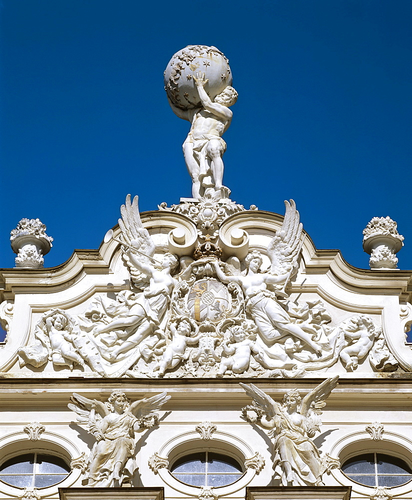 Linderhof Castle, Atlas statue, Upper Bavaria, Bavaria, Germany, Europe