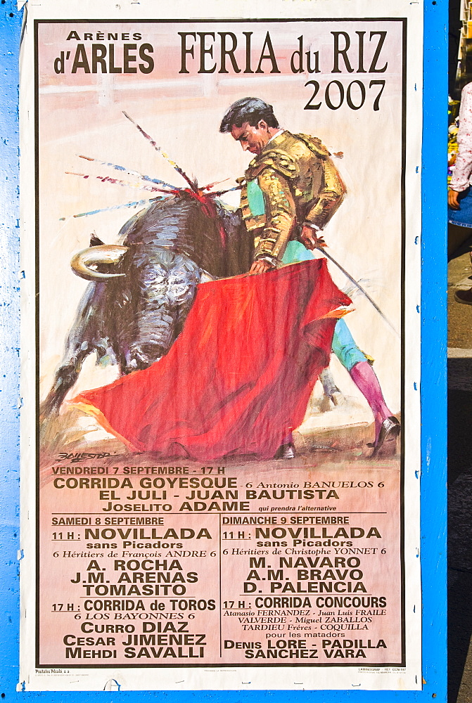 Bullfight Poster, Arles, Provence-Alpes-Cote d'Azur, France