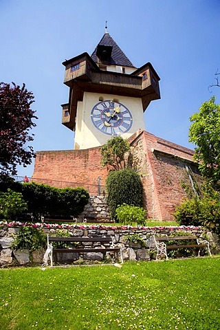 Grazer clock tower on the castle mountain in Graz, Styria, Austria