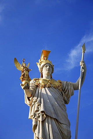 Athena's statue in front of the parliament in Vienna, Austria