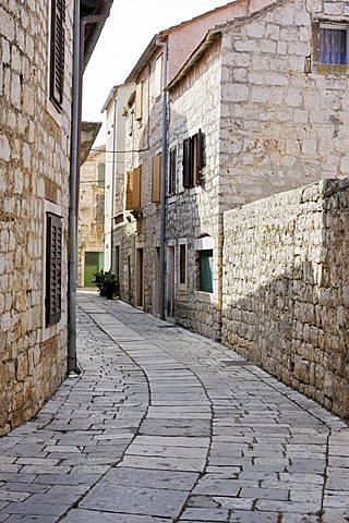 Narrow lane, Stari Grad, Island Hvar, Dalmatia, Croatia