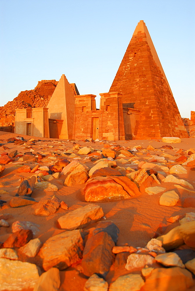 Pyramids in morning light, Meroe, Sudan