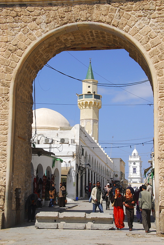 Street scene at Bab al-Menchia, Tripolis, Libya