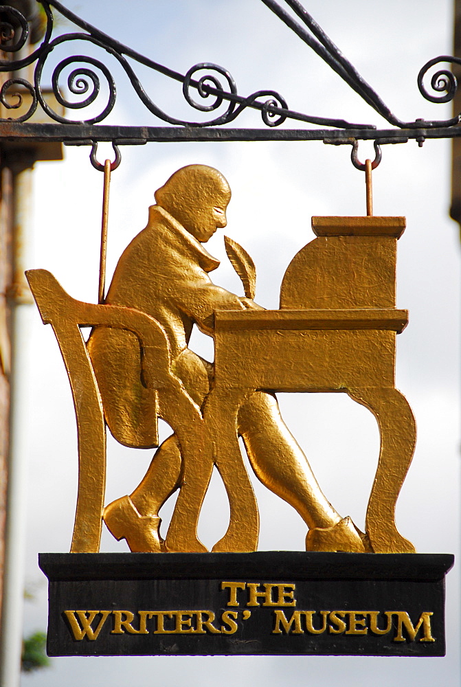 Sign in front of the Writers Museum, Edinburgh, Scotland