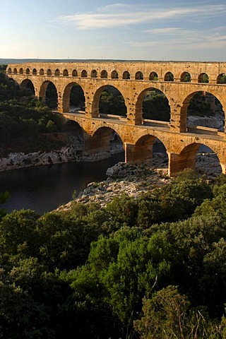 Roman aqueduct Pont du Gard, Remoulins, Provence, South of France, France