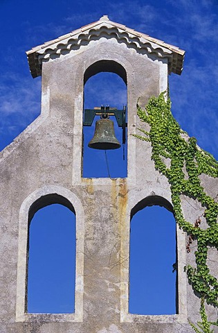 Bell tower of church in Frouzet, France, Languedoc-Roussillon