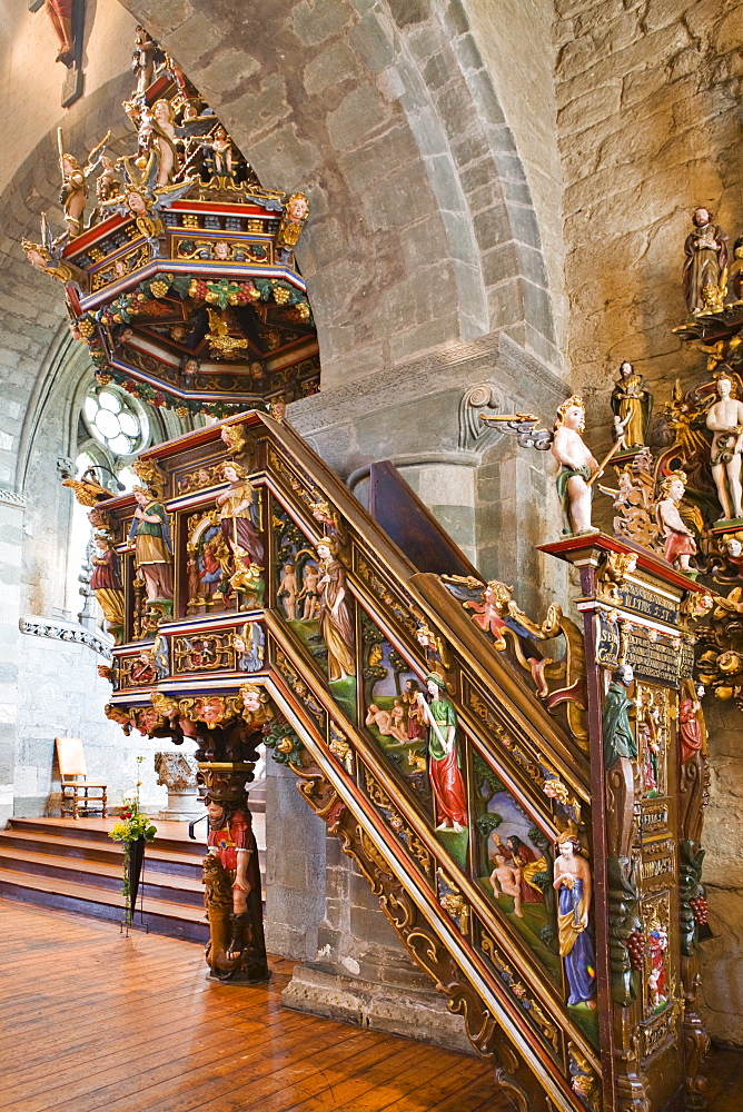 Baroque pulpit, St. Svithun Cathedral, Stavanger (European Capital of Culture 2008), Norway, Europe