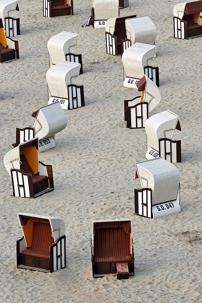 Empty beach chairs on the beach, Ruegen, Germany, Europe