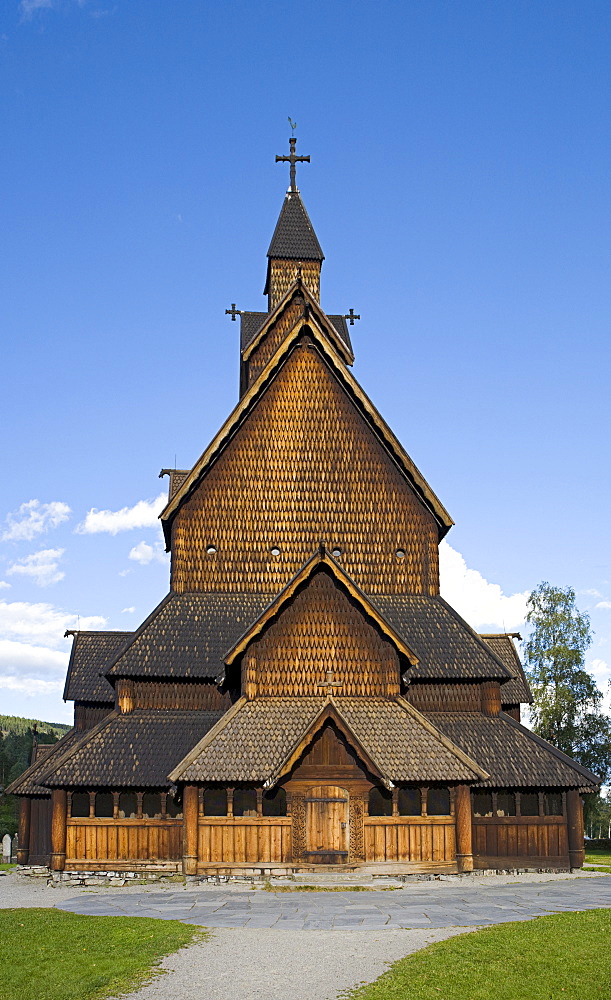 Exterior, Heddal Stave Church (Heddal Stavkirke), thirteenth-century stave church in Norway, Scandinavia, Europe