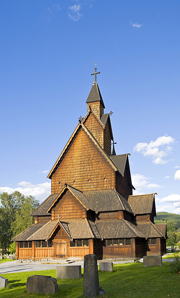 Exterior, Heddal Stave Church (Heddal Stavkirke), thirteenth-century stave church in Norway, Scandinavia, Europe