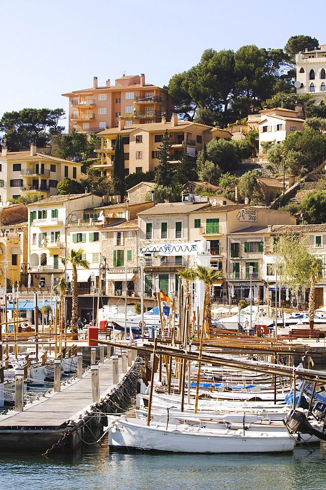 Image of fishing boats, historic centre of Port de Soller, Majorca, Balearic Islands, Spain, Europe