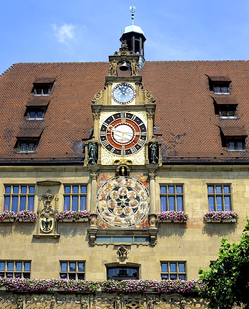 Renaissance-era astronomical clock, town hall, Heilbronn, Baden-Wuerttemberg, Germany, Europe