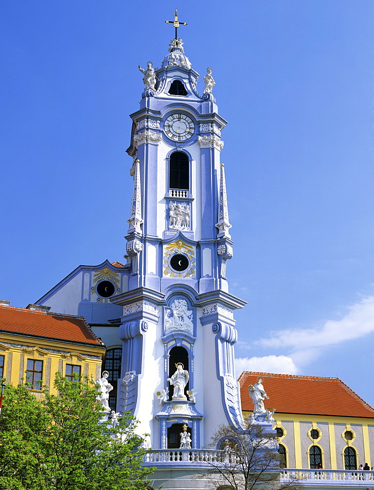 Stiftskirche Duernstein (Baroque monastery), Danube, Wachau, Lower Austria, Austria, Europe