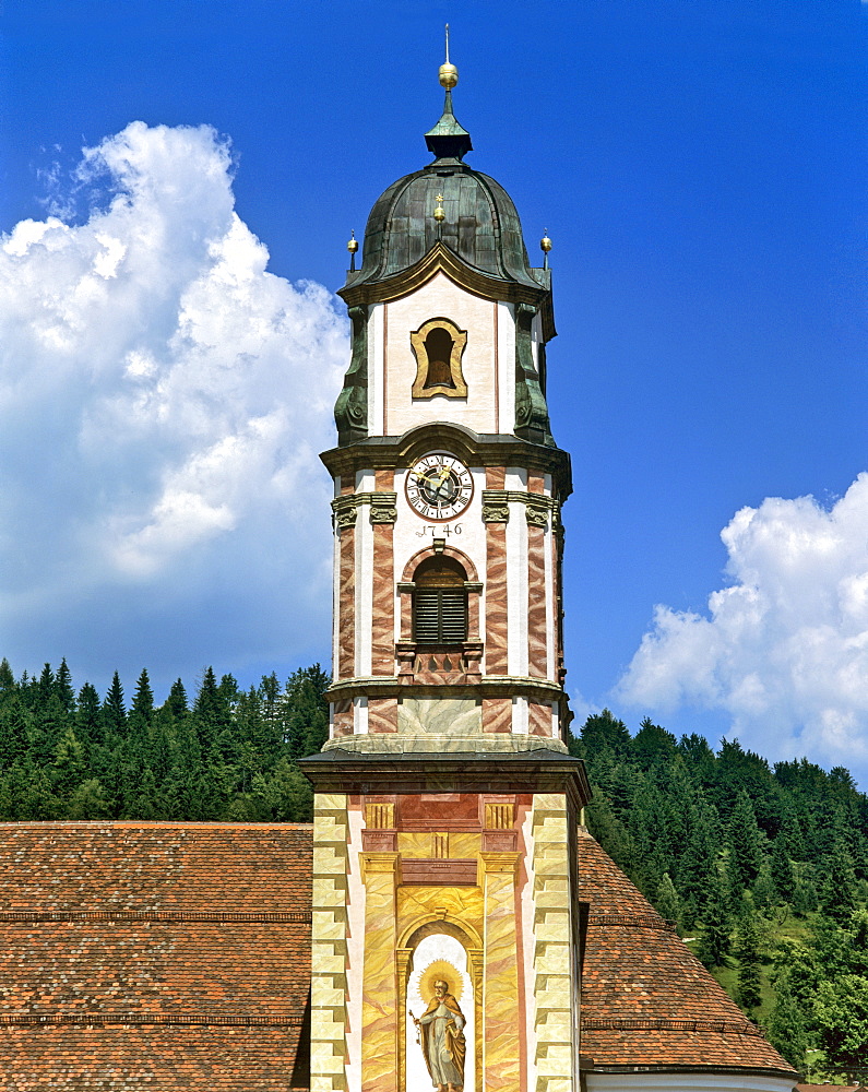 Pfarrkirche, parish church, Mittenwald, St. Peter and Paul, Upper Bavaria, Bavaria, Germany