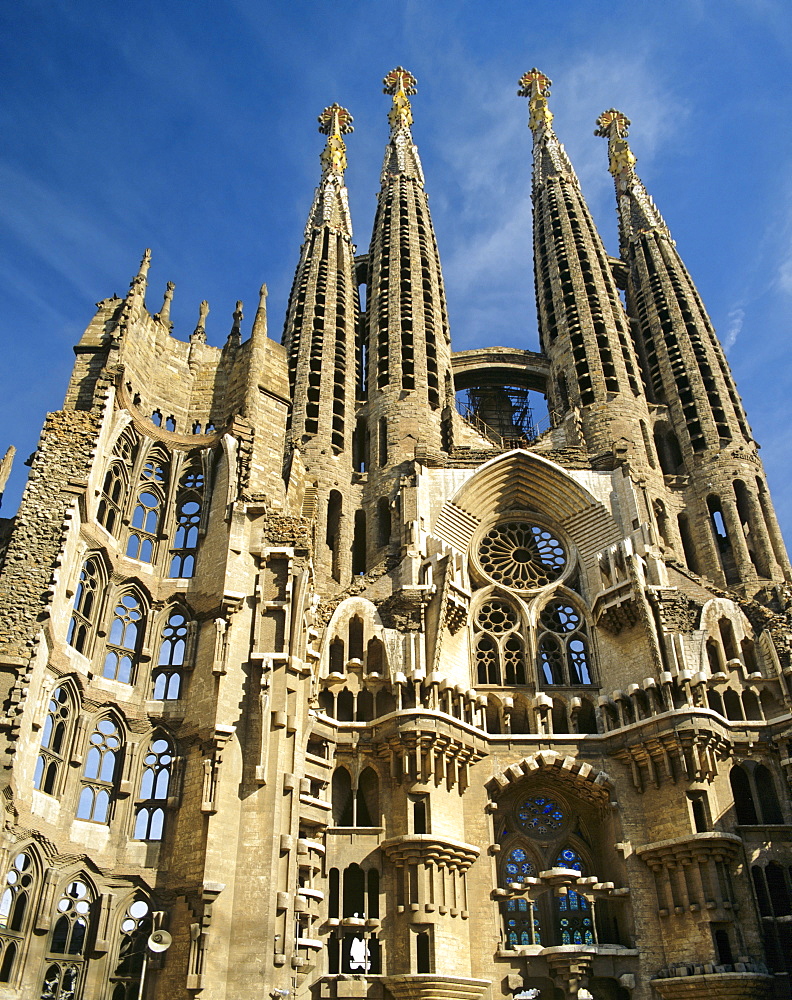 Towers of the Sagrada Familia temple, Gaudi, Barcelona, Catalonia, Spain