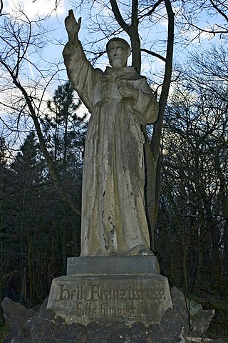 Statue of St. Francis on the Apollinaris mountain near Remagen