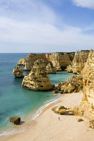 Bay with sandy beach near Marinha, Algarve, Portugal, Europe