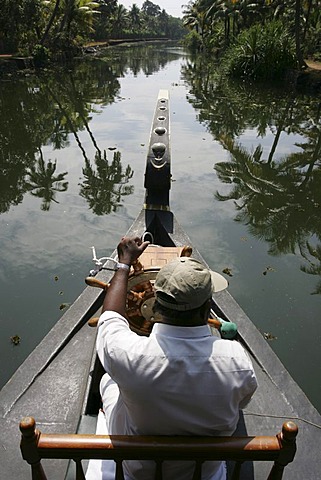 Typical rice boat on the Backwaters, Kerala, India