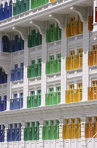 SGP Singapore: Ministry of Information Communication an the Arts MICA. Coloured window shutter. |