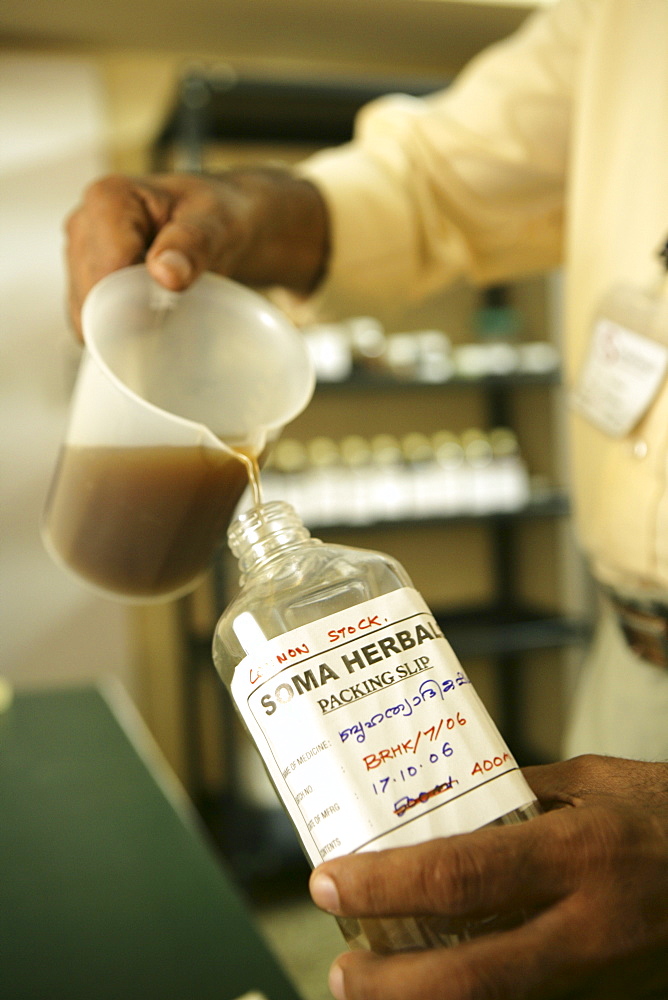 Medicines produced at in-house factory Soma Herbals, Somatheeram Ayurveda Resort, traditional Ayurvedic medicine spa resort, Trivandrum, Kerala, India, Asia