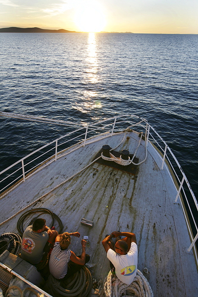 Sardine fishing boat "Jastreb, " based in Kali on Ugljan Island, en route to a fishing site off of Pag Island in the Adriatic, Croatia