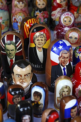 Matryoshka dolls, typical souvenirs, depicting politicians, Vilnius, Lithuania, Baltic States, North East Europe