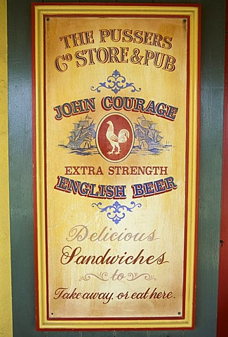 English beer advertising in a pub, British Virgin Islands