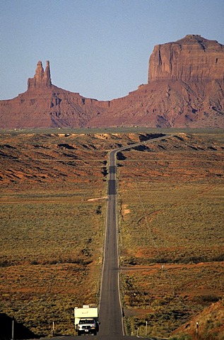 USA, United States of America, Arizona: Country road in the Monument Valley.Traveliing in a Motorhome, RV, through the west of the US.