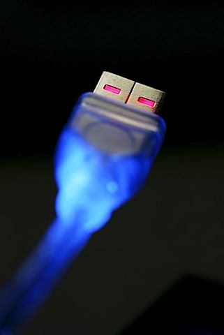 DEU, Germany : USB cable, USB plug to a personal computer. USB 2.0 higspeed connection.