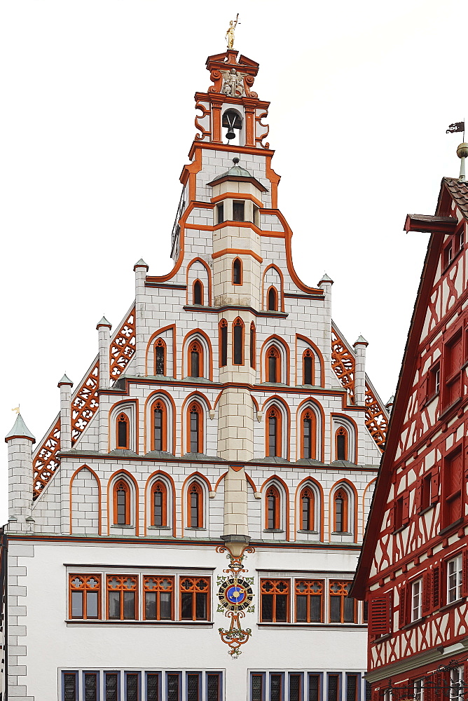 Gothic town hall, Bad Waldsee, Upper Swabia, Baden-Wuerttemberg, Germany, Europe