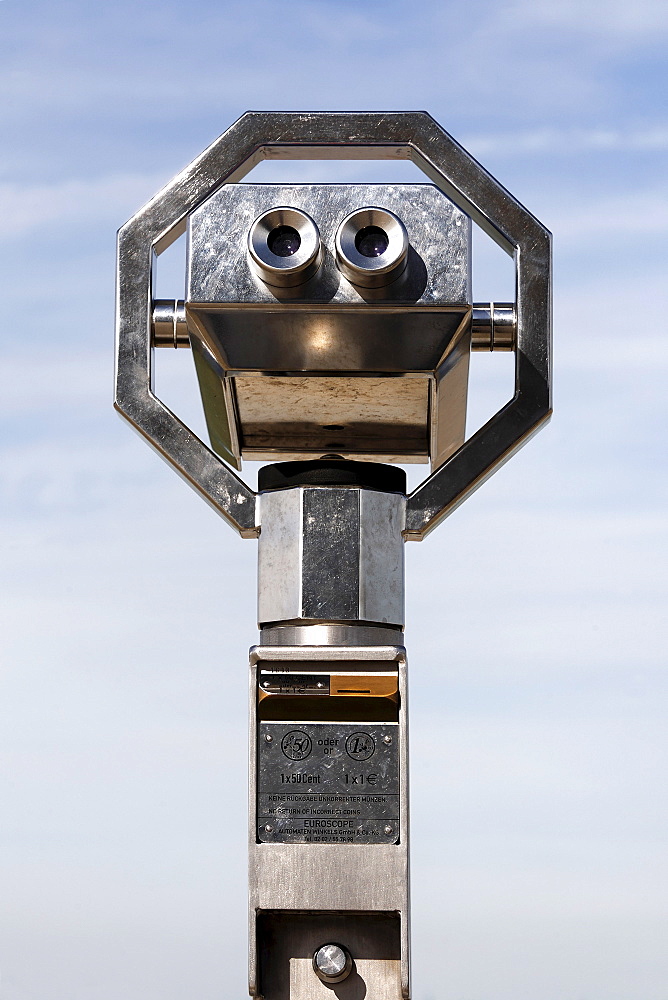 Modern coin telescope, observation terrace, airport Duesseldorf, NRW, Germany