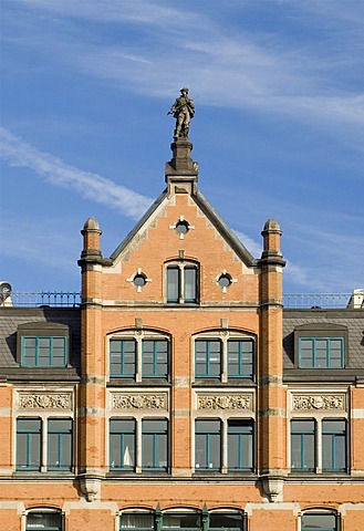 Front of a traditional residential house near Speicherstadt, Hamburg, Germany