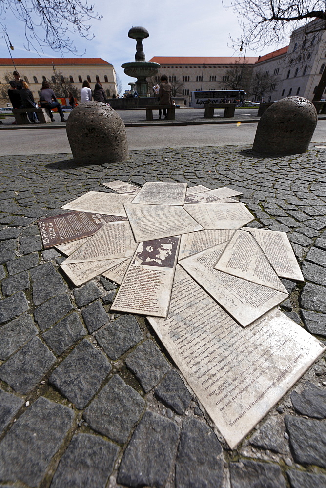 White Rose Memorial, Geschwister-Scholl-Platz, Scholl Siblings Square, Munich, Bavaria, Germany