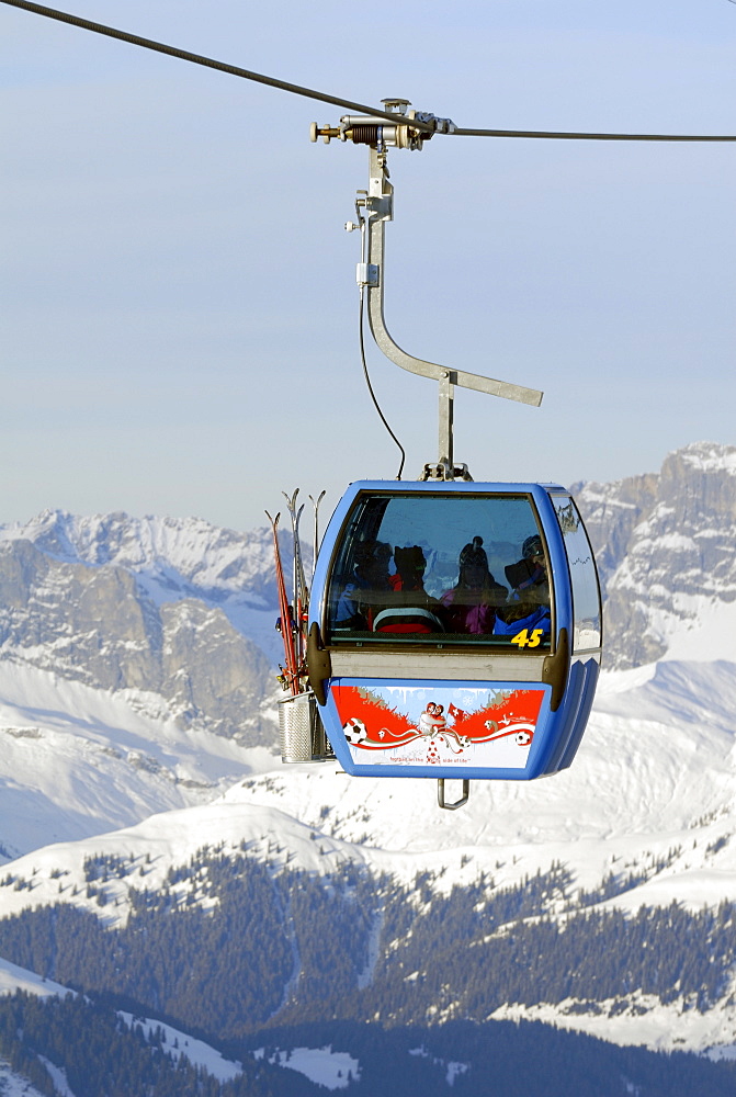 Ski-lift on the top of Parsenn - Davos, Canton of Graubuenden, Switzerland, Europe.