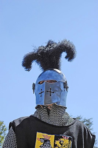 Knight in mediaeval medieval costume, knight festival Kaltenberger Ritterspiele, Kaltenberg, Upper Bavaria, Germany