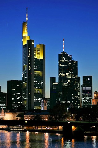 Skyline of Frankfurt Main, Hessen, Germany.