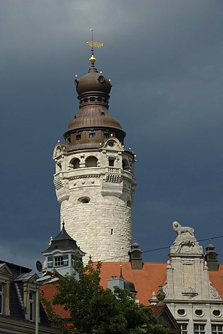 Tower of the new city hall in Leipzig, Germany