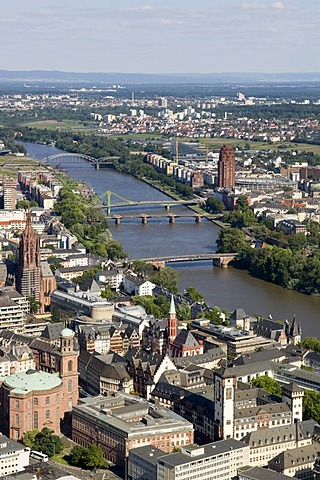 City, Paulskirche and Main, Frankfurt, Hesse, Germany