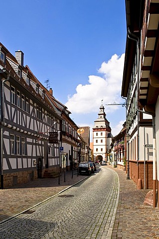 Steinheim tower, old part of town, Seligenstadt, Hesse, Germany