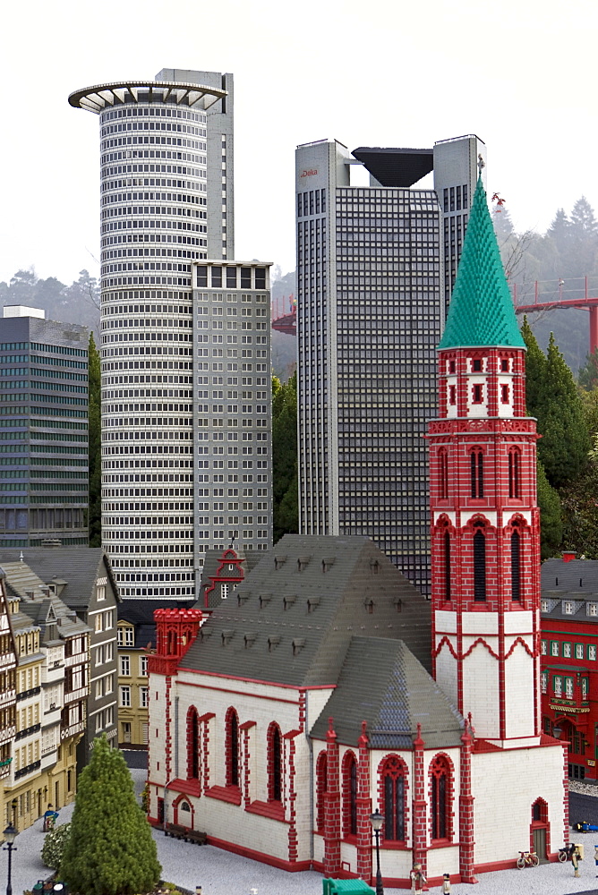 Model of Nikolaikirche in Frankfurt, Legoland, Guenzburg, Bavaria, Germany