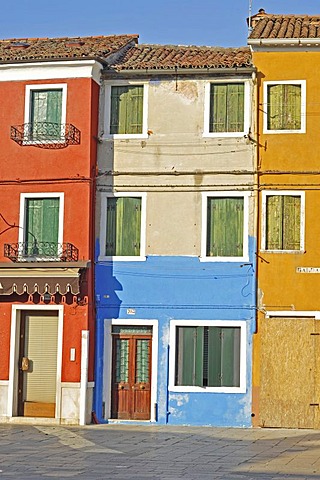 Colourful facades, Burano Island, Venice, Italy, Europe