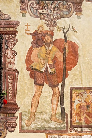Fresco Christophorus in otz otztal valley Tyrol Austria