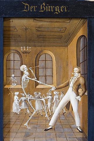 Death dance 1830 from Anton Falger in St Martin chapel Elbigenalp Tyrol Austria