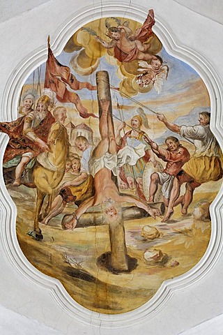 Perschen near Nabburg , fresco in roman Basilica St Peter and Paul , Upper Palatinate Bavaria Germany