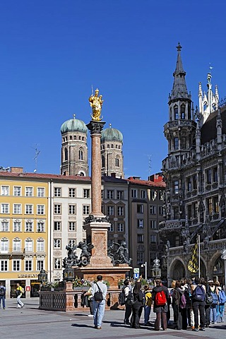 The Columna of St Mary and Church of Our Lady Marienplatz Munchen Munich Bavaria Germany