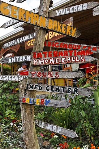 Signpost in Nuevo Arenal, Costa Rica