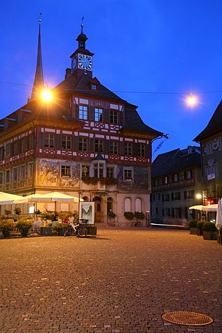 Town hall square in the historic old center of Stein am Rhein, Schaffhausen, Switzerland